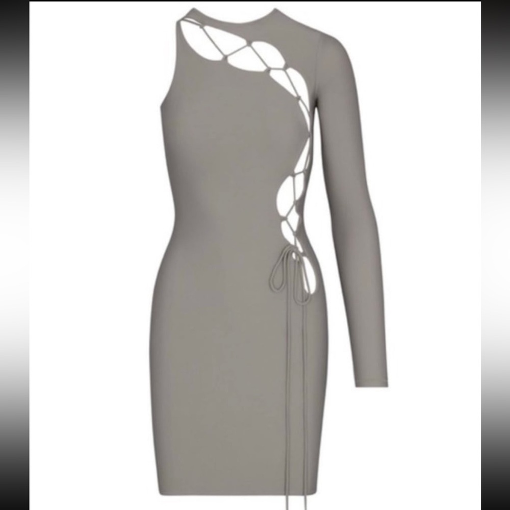 Chic One-Shoulder Gray Dress